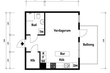 Nybyggd 1:a i Kviberg med balkong